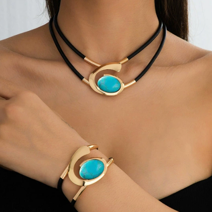 Rustiva™ | Boho Natuursteen Halsketting & Armband Set