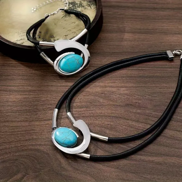 Rustiva™ | Boho Natuursteen Halsketting & Armband Set