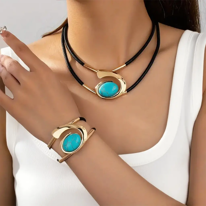 Rustiva™ | Boho Natuursteen Halsketting & Armband Set
